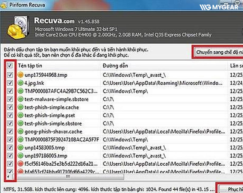 Hướng dẫn download và sử dụng phần mềm khôi phục dữ liệu Recuva 12 Hướng dẫn download và sử dụng phần mềm khôi phục dữ liệu Recuva
